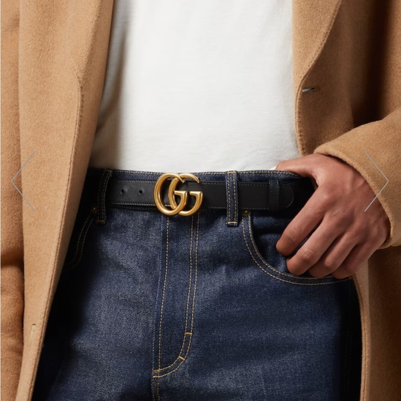 GUCCI MEN & WOMEN EMBOSS WITH INITIALS GG MARMONT BLACK BELT $ 530 AUTHENTIC 32 - Picture 4 of 7